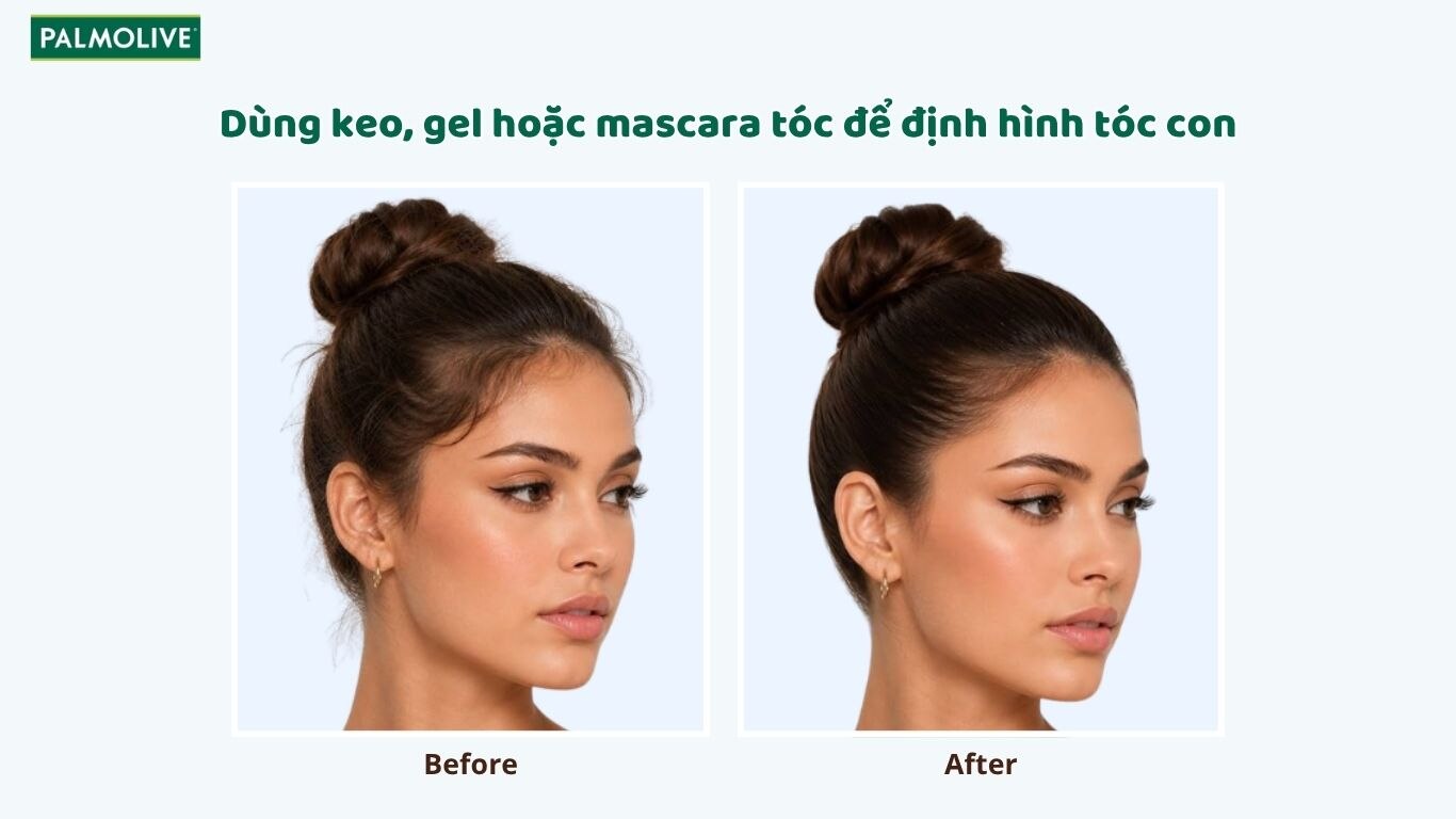Dùng mascara tóc để cố định tóc con quanh trán