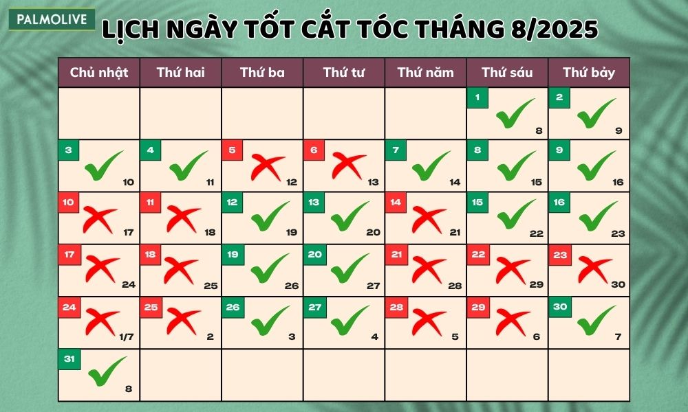 Lịch Ngày Tốt Để Cắt Tóc Tháng 8/2025 Chi Tiết, Thu Hút May Mắn, Tài Lộc