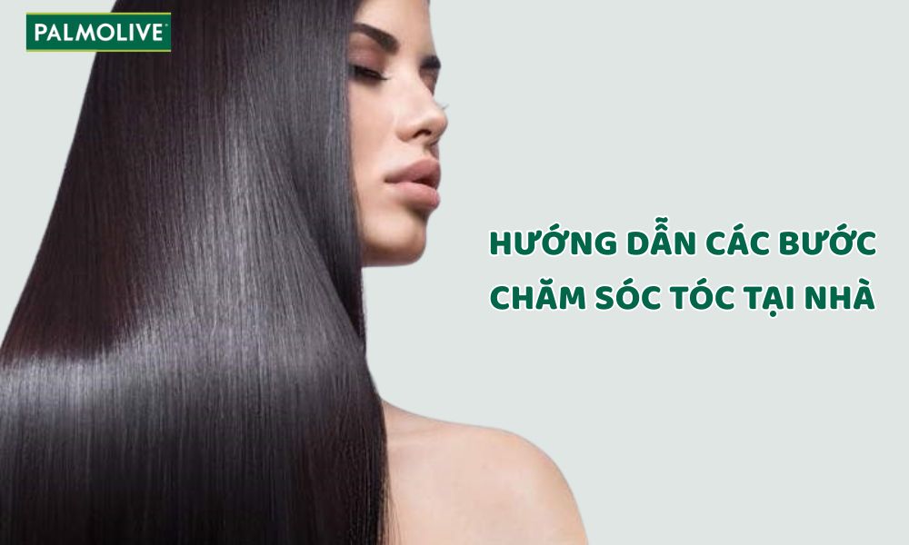 Hình ảnh miêu tả một người phụ nữ có mái tóc đen dài, thẳng và óng ả. Chữ trong hình được viết bằng tiếng Việt