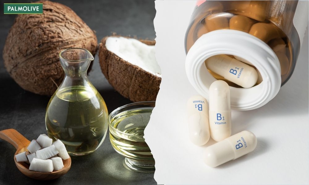 Ủ tóc bằng dầu dừa kết hợp với vitamin B1 giúp hạn chế quá trình oxy hóa của tóc