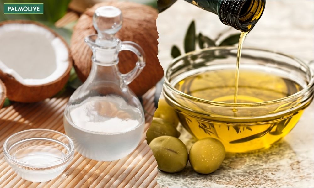 Ủ tóc bằng dầu dừa kết hợp cùng dầu oliu giúp tóc chắc khỏe và bóng mượt.