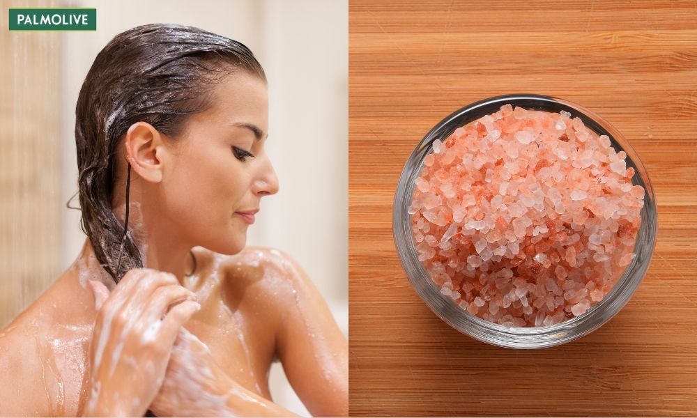Gội đầu bằng muối hồng Himalaya giúp hạn chế dầu thừa