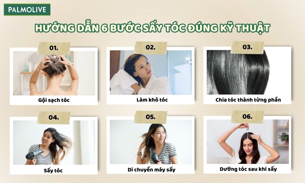 Quy trình 6 bước sấy tóc đúng cách mà bạn có thể tham khảo