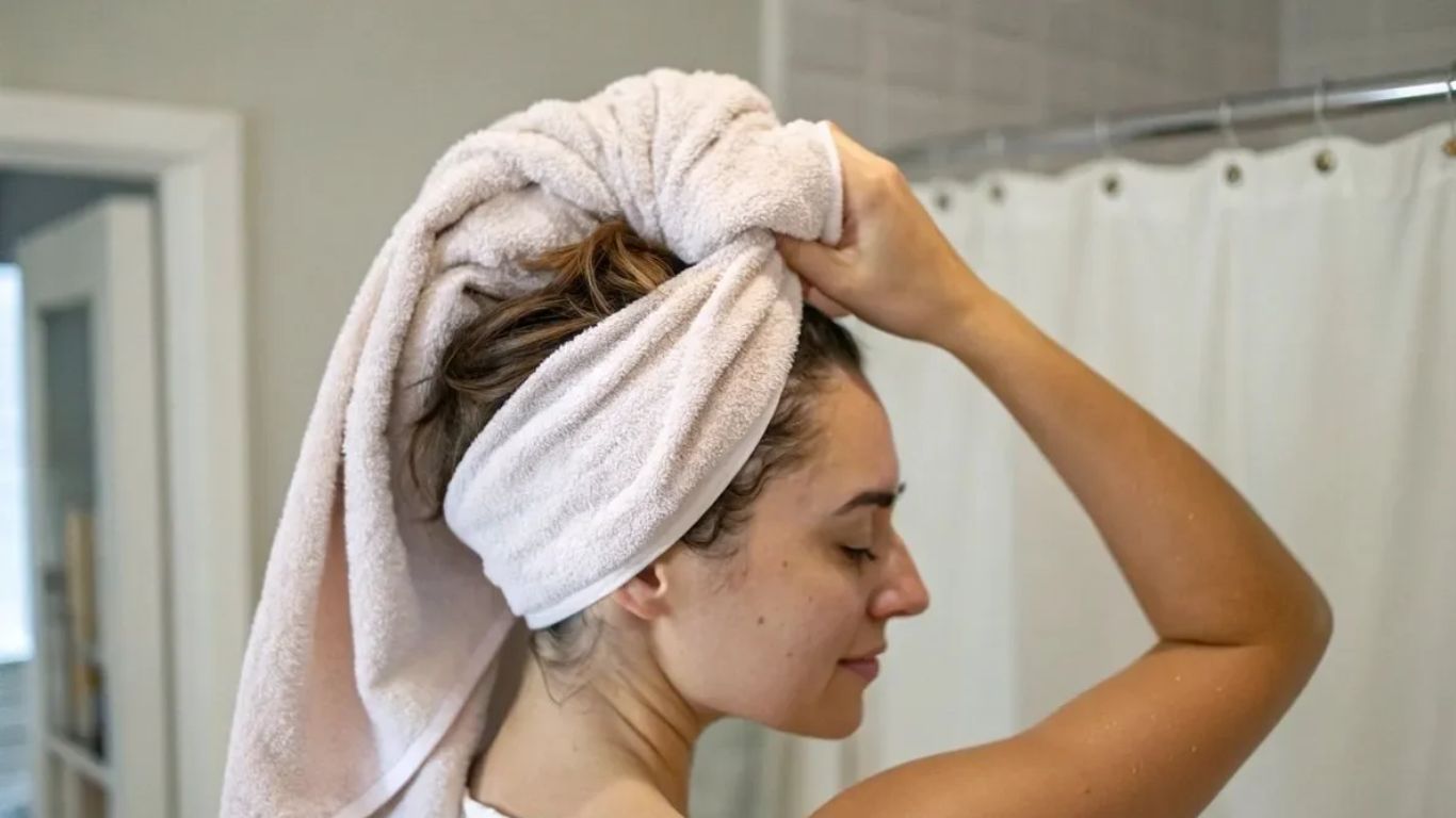Quấn khăn turban giúp tóc khô nhanh hơn
