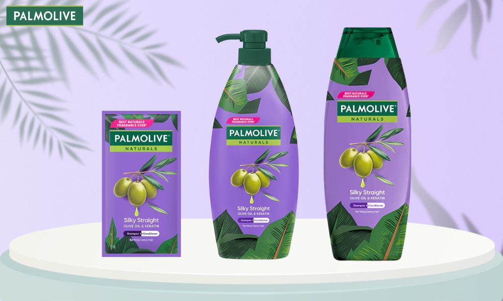 Dầu gội Palmolive Chiết Xuất Dầu Olive & Keratin hỗ trợ cải thiện tình trạng tóc yếu hoặc xơ rối