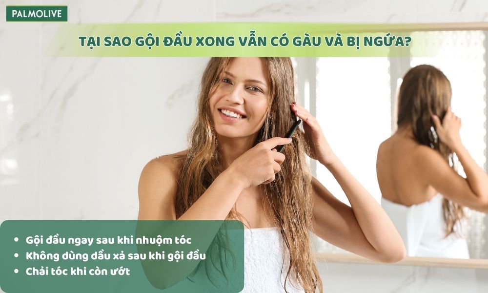 Gội đầu sau khi nhuộm tóc dễ gây ra tình trạng kích ứng và bong tróc da đầu 